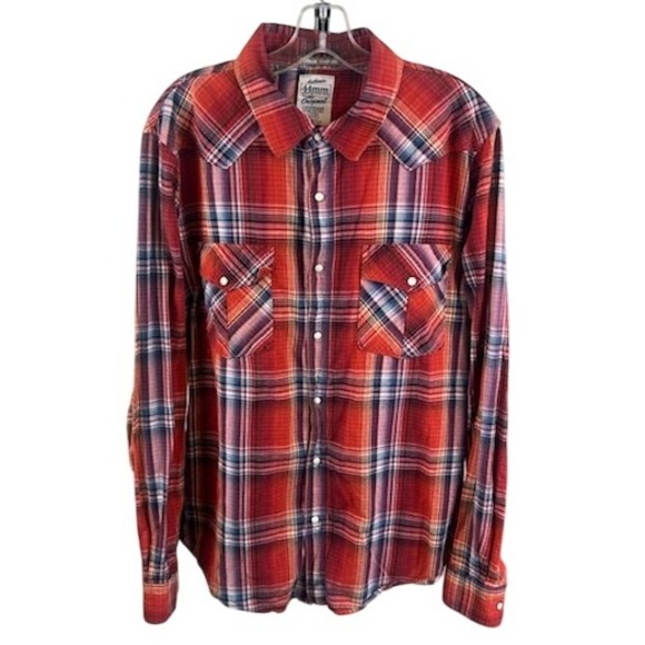 44mm Legendary Goods Other - 44mm Legendary Goods Mens Button‎ Up Plaid Western Shirt Red Pearl Snap Size XL